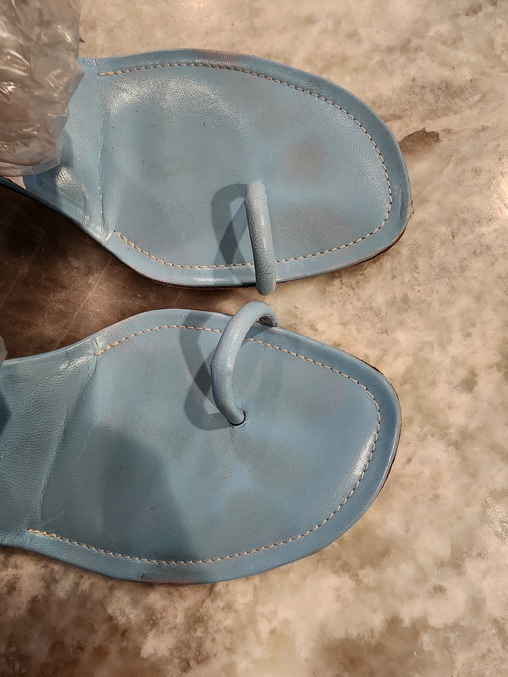 Manolo Blahnik Blue Beaded Strap Toe-Loop Sandals - Picture 2 of 13